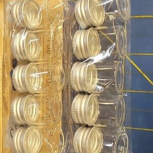 Silver Cap Screw Top Mini glass containers Set of 10 New